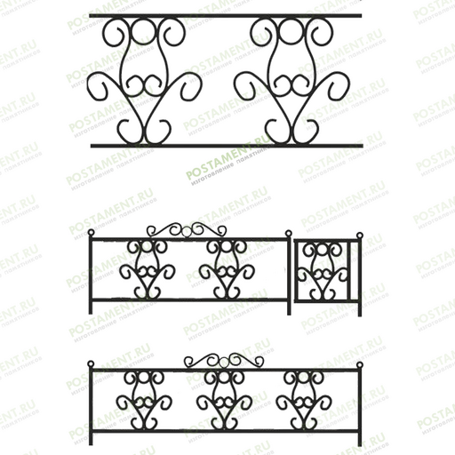 Ограда на кладбище металлическая 30002