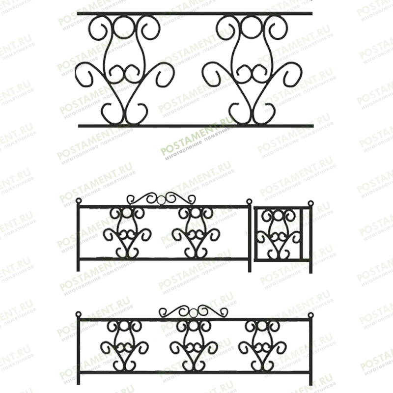 Ограда на кладбище металлическая 30002