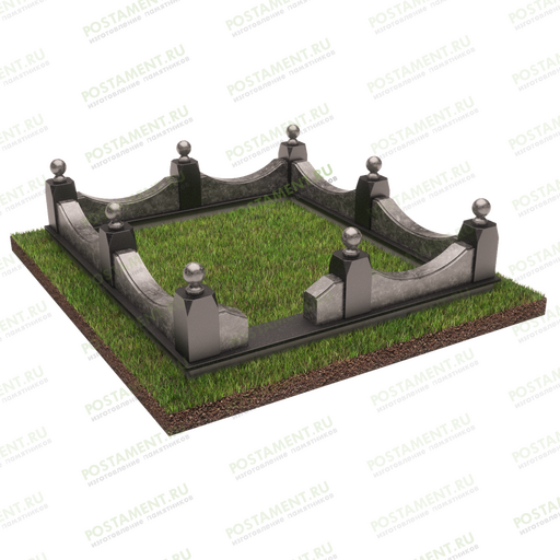 Поребрик на могилу со столбиками 22124