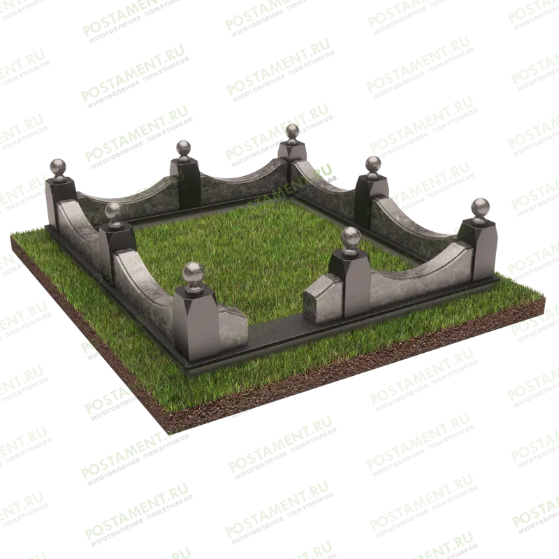 Поребрик на могилу со столбиками 22124