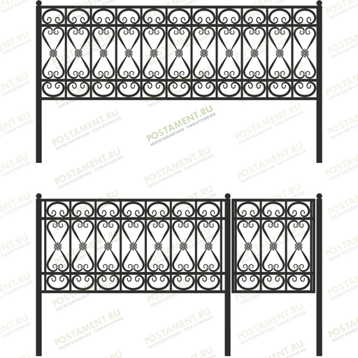 Высокая ограда могильная 33004