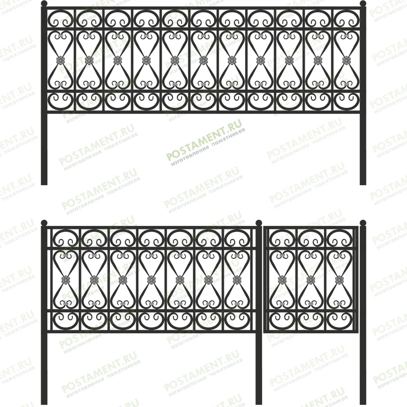 Высокая ограда могильная 33004