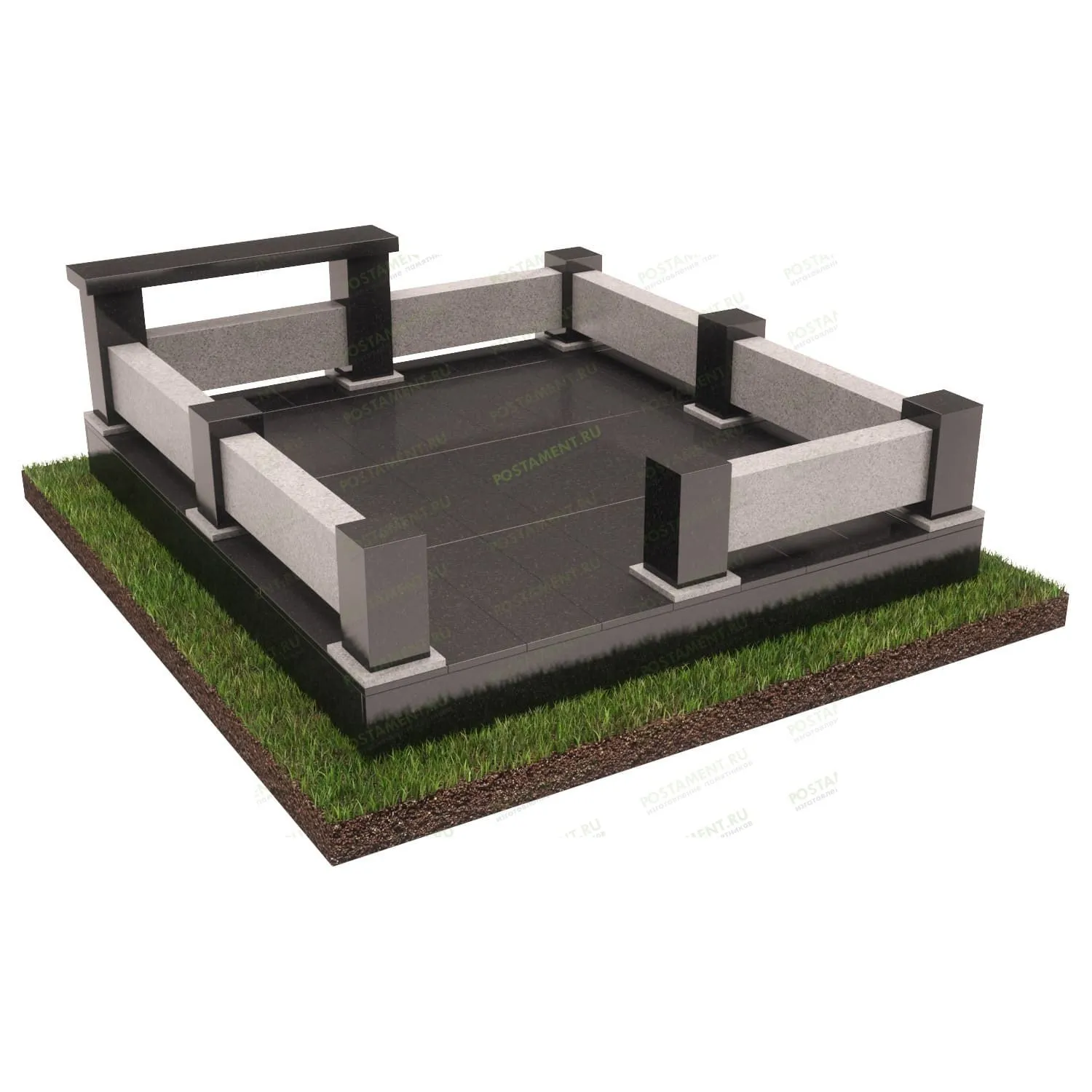 Цоколь на могилу с лавкой 22301