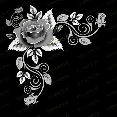 Уголок с розочкой на памятник из гранита 96039