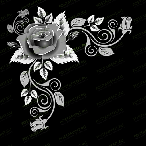 Уголок с розочкой на памятник из гранита 96039