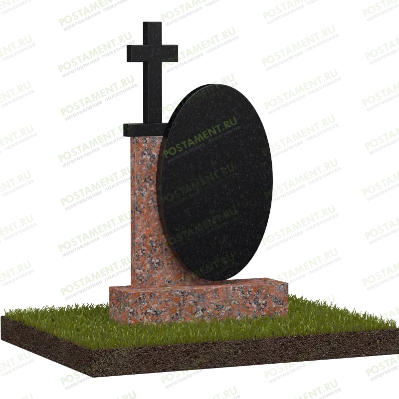 Комбинированный памятник с крестом № 18532