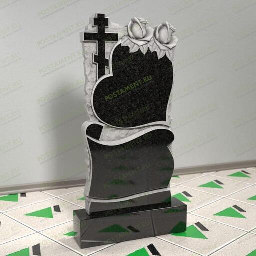 Памятник с сердцем и крестом 12673