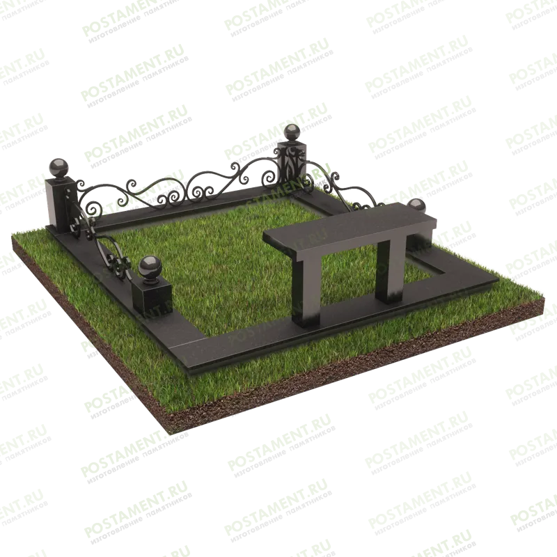 Цоколь с оградкой на могилку 22155