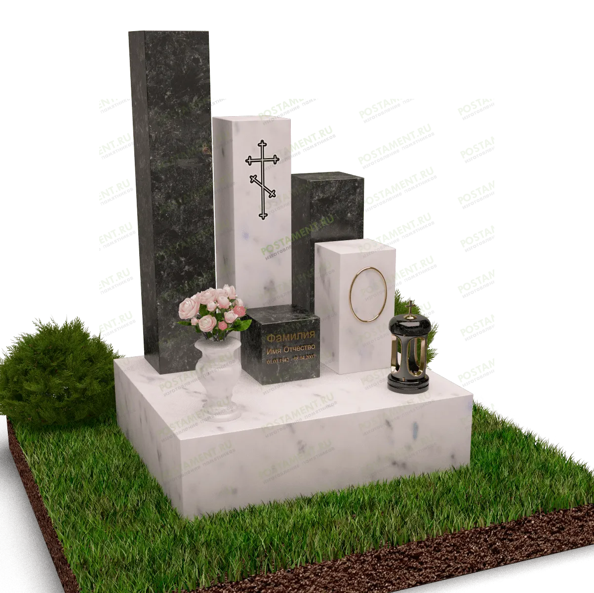 Комплекс европейский из зеленого и белого гранита