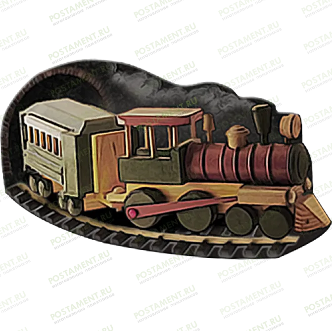 Паровозик из керамики на памятник 91967