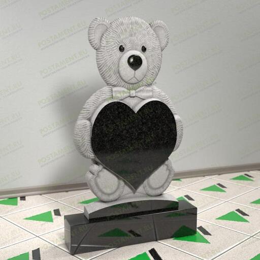 Памятник детский с мишкой и сердцем