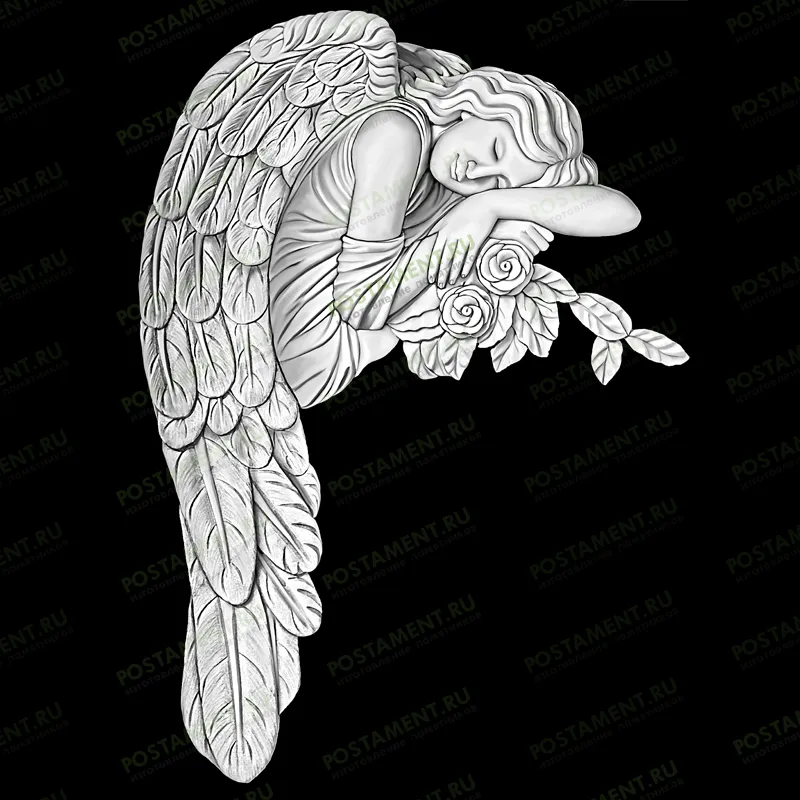 Ангел с розами на памятнике изображение