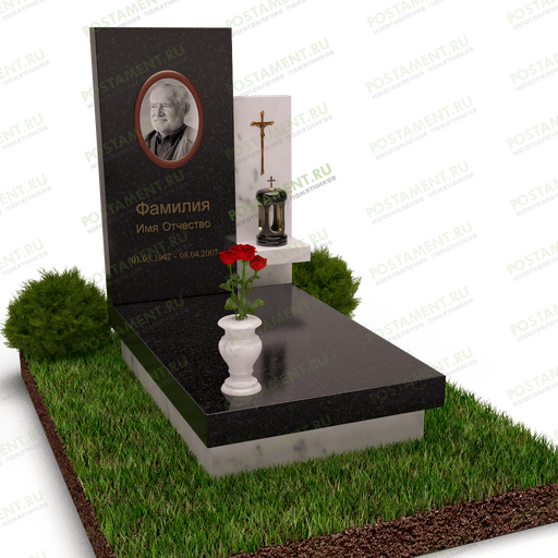 Комплекс на могилу комбинированный белый с черным 18884
