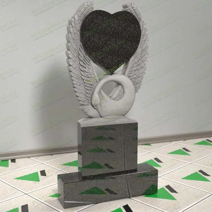 Памятник с лебедем и сердцем
