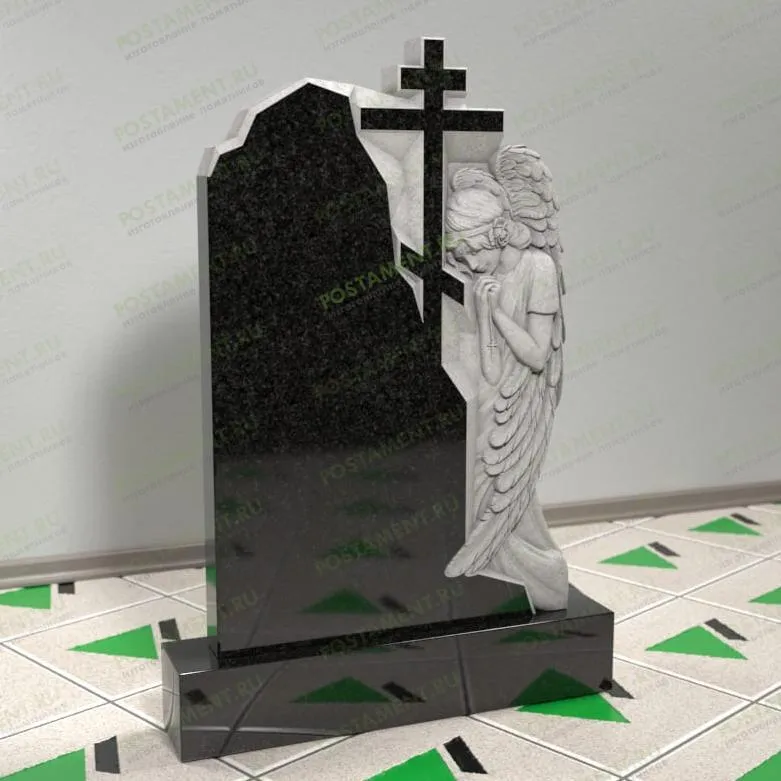 Памятник с ангелом молящимся на могилу 14402