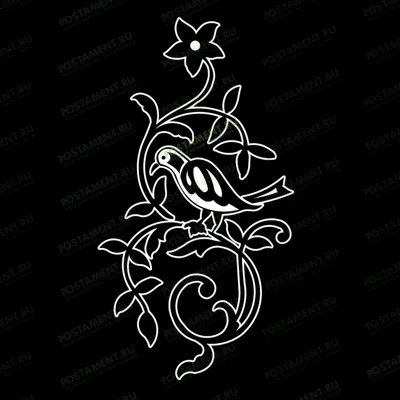 Природный узор на памятник с птичкой 96030