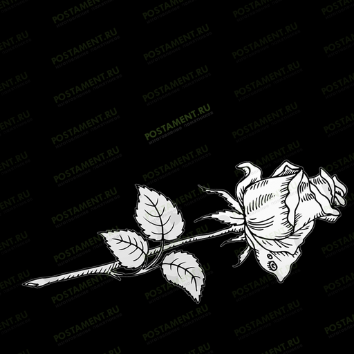 цветок роза на памятник с листочками 91003