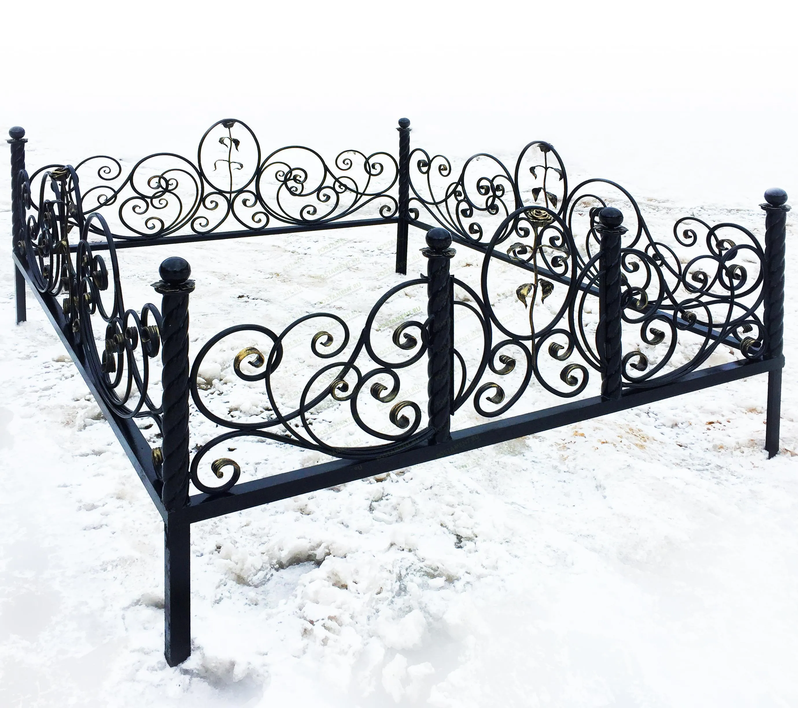 Элитная кованая ограда с розой 34031