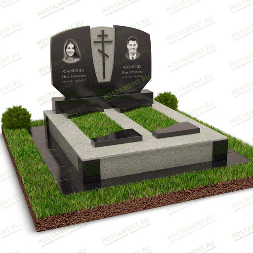 Двойной памятник с высокой надгробной плитой 18873