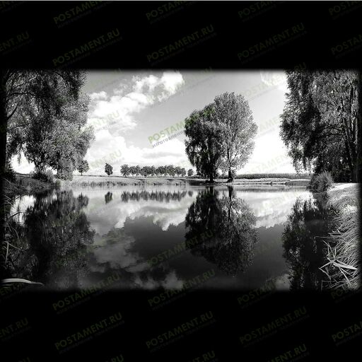 Гравировка пруда на памятник из гранита