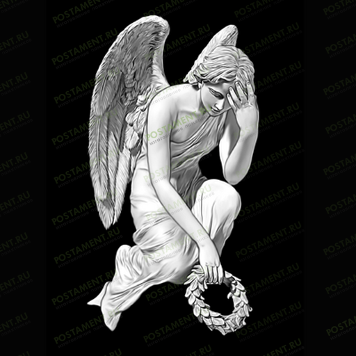 Скорбящий ангел в венком на памятник