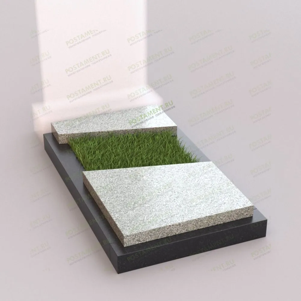Цветник с серой надгробной плитой 81012