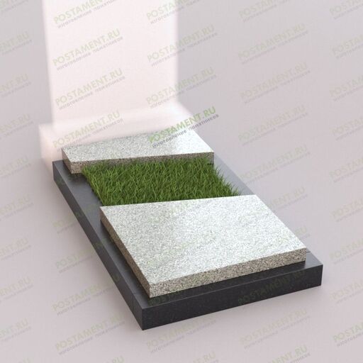 Цветник с серой надгробной плитой 81012