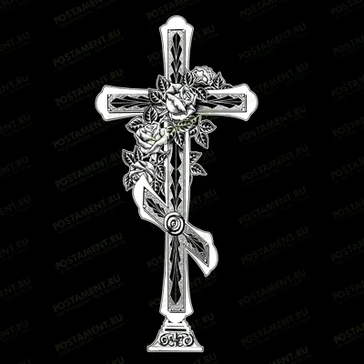 Восьмиконечный крест с розой на памятник 93018