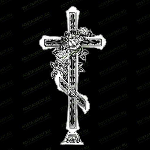Восьмиконечный крест с розой на памятник 93018