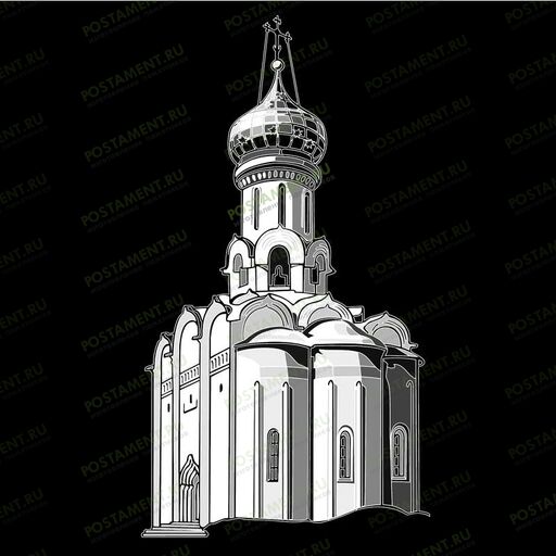 Рисунок для гравировки с церковью