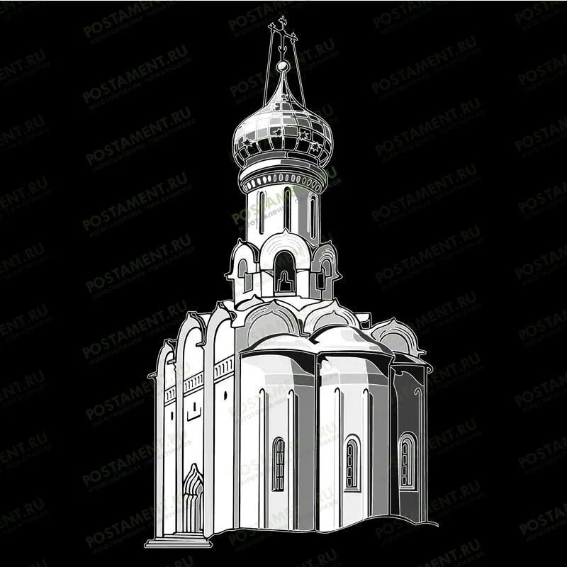 Рисунок для гравировки с церковью