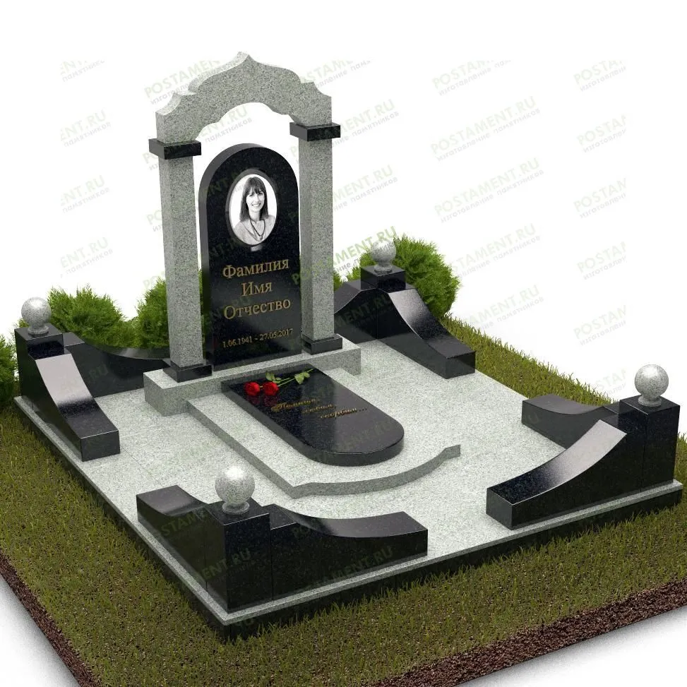 Комплекс из мансуровского гранита с аркой на могилу 18824