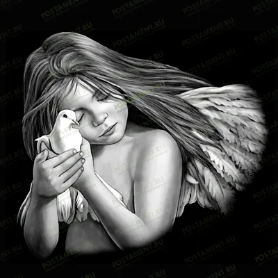 Ангелочек с голубем картинка на памятник