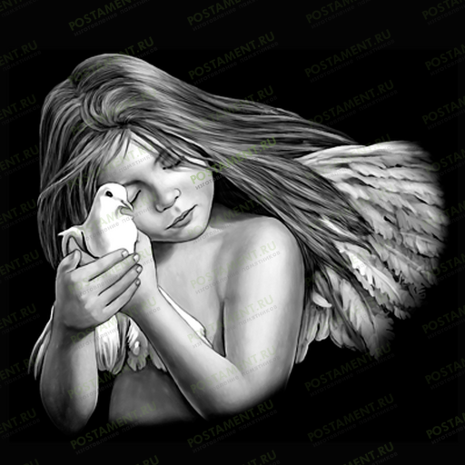 Ангелочек с голубем картинка на памятник