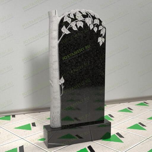 Памятник с резной березкой на могилу 12114