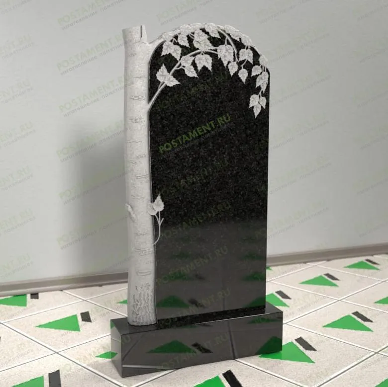 Памятник с резной березкой на могилу 12114