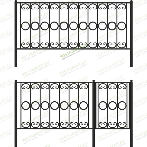 Высокая ограда ритуальная 33005