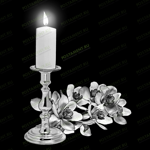 цветы со свечой - нижнее обрамление памятника 92039