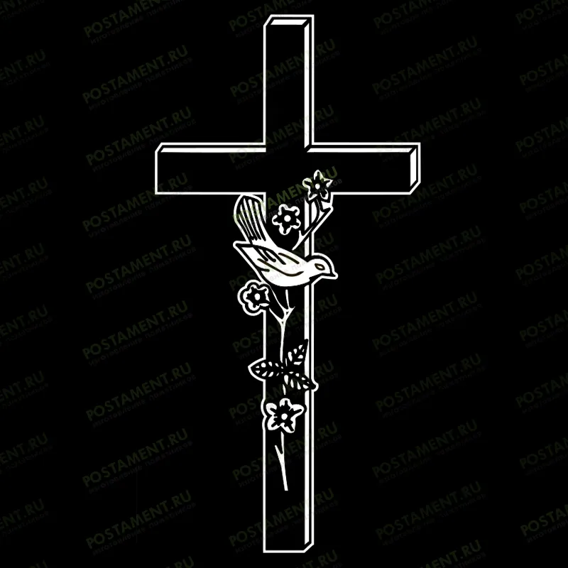 пример креста с птицей на памятник 93056