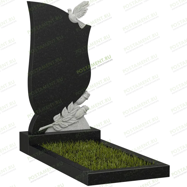 Памятник с розами и голубем