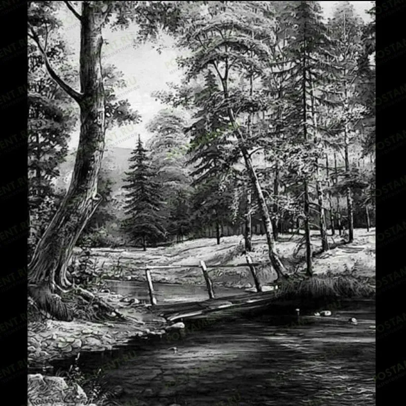 Пейзаж для гравировки на граните 99022