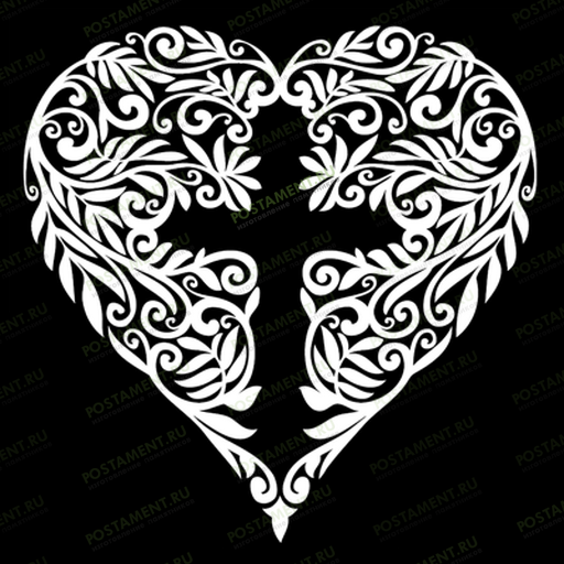 Крест с узором сердца на памятник 93032