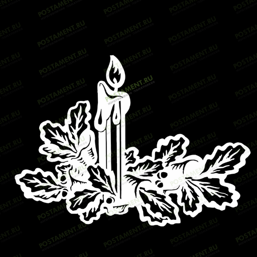 свеча с дубовыми листьями пескоструй 92058