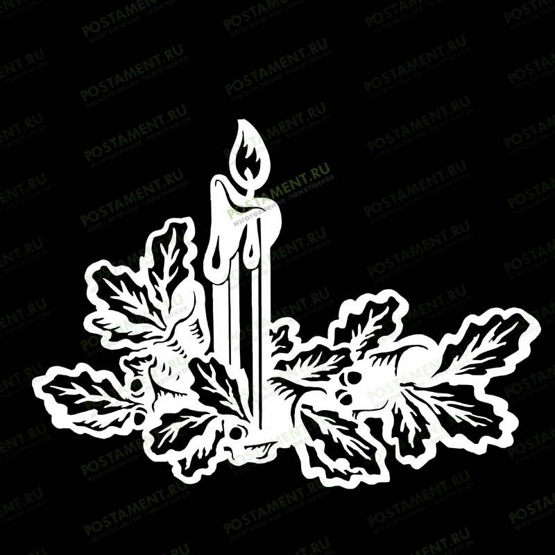 свеча с дубовыми листьями пескоструй 92058