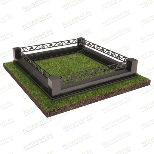 Цоколь на могилу с оградой 22106