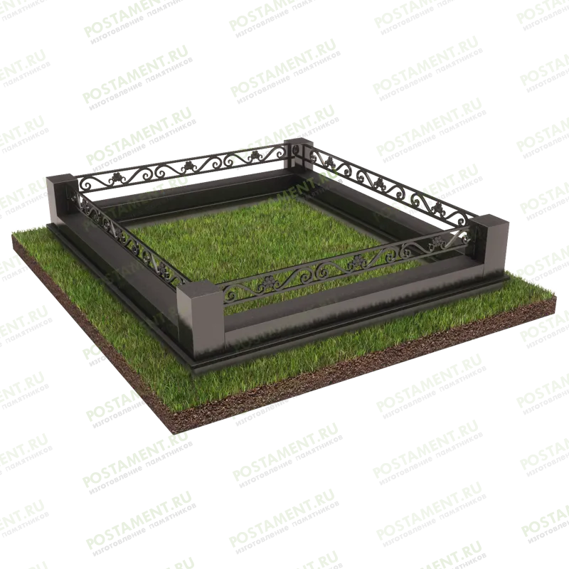 Цоколь на могилу с оградой 22106