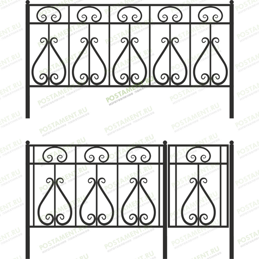 Высокая сварная оградка на могилу 33025