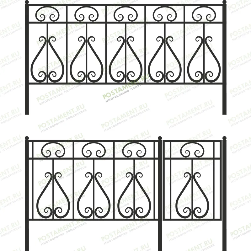 Высокая сварная оградка на могилу 33025