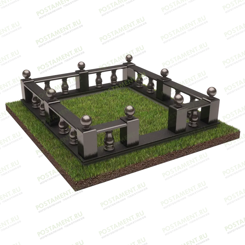 Цоколь на могилу с перилами 22152