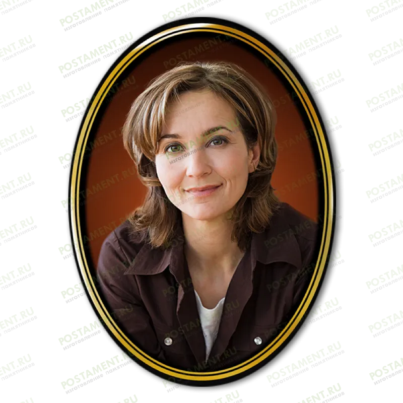 Фотоовал с золотой рамкой на памятник 91887